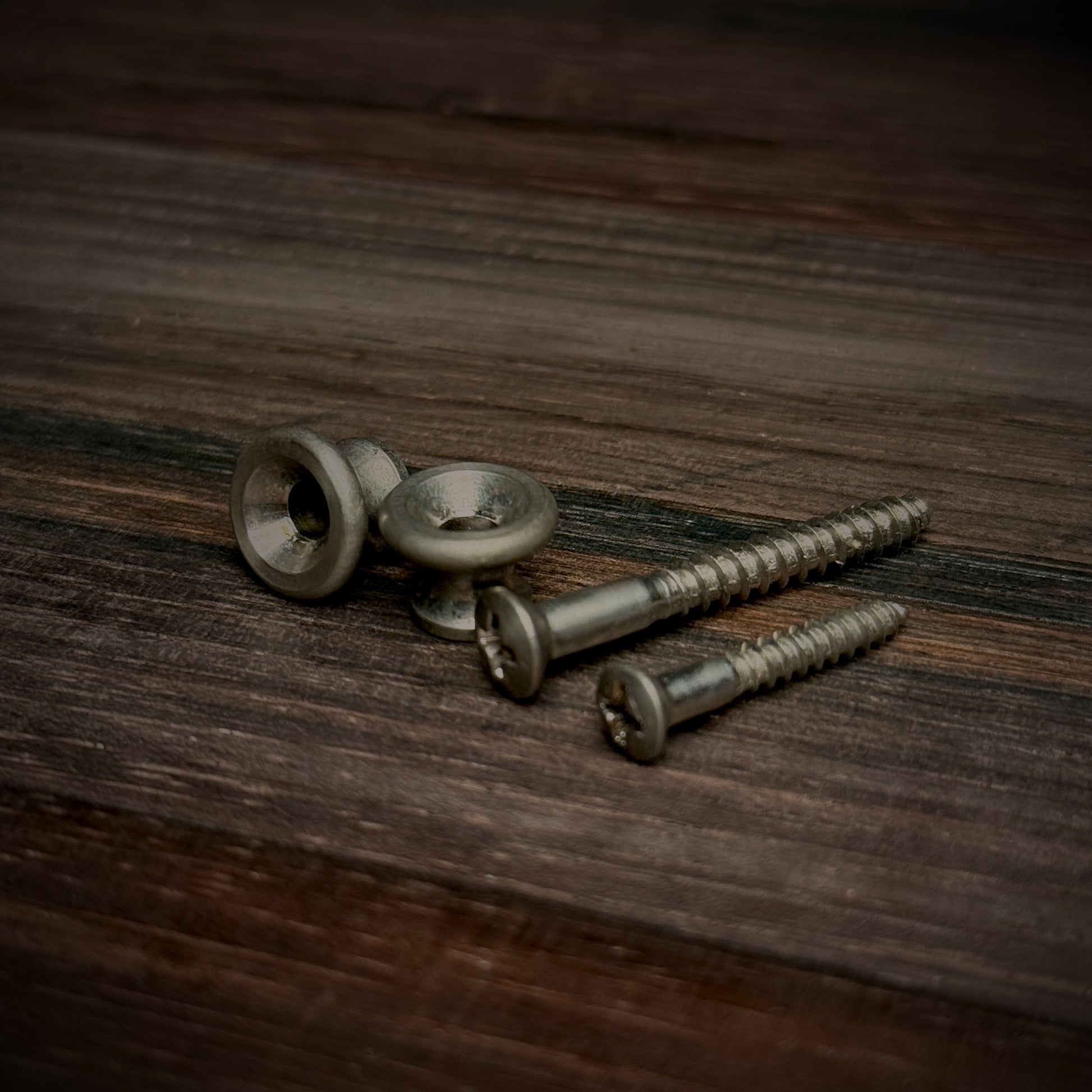 RetroSpec Exclusive Series Strap Buttons with Screws - Nickel Aged