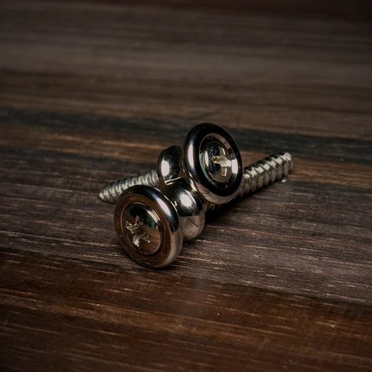 RetroSpec Exclusive Series Strap Buttons with Screws - Nickel NOS